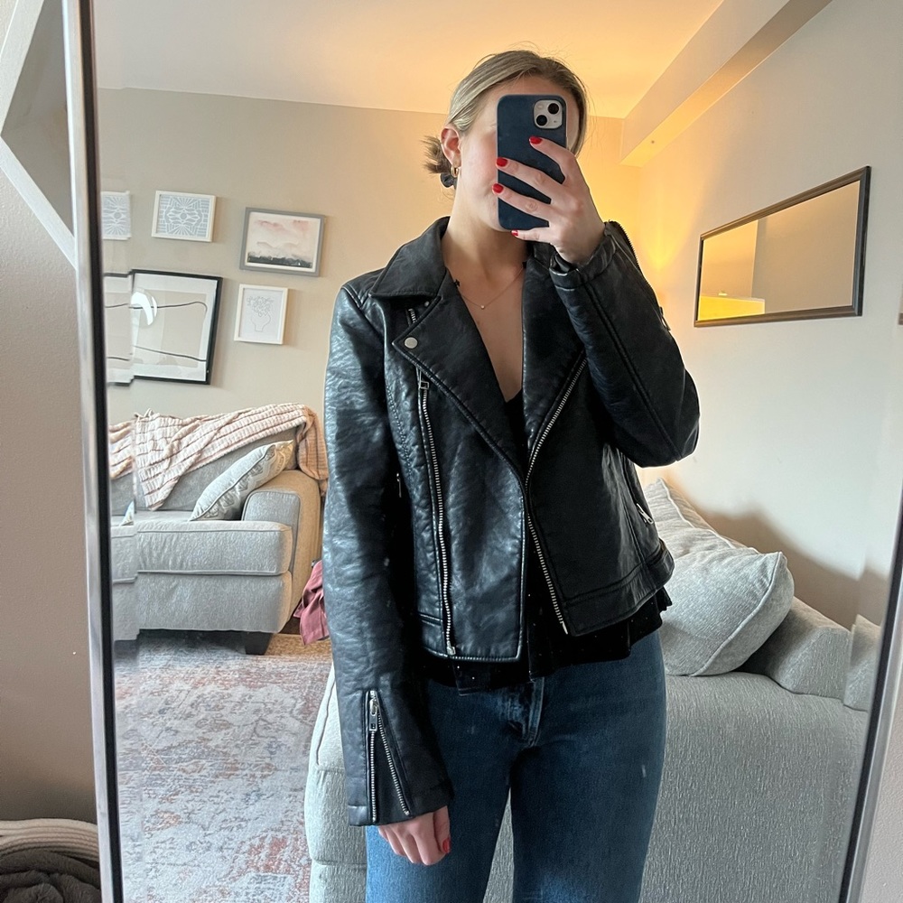 faux leather jacket with fun zip details